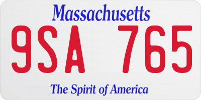 MA license plate 9SA765