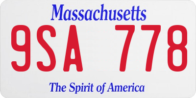 MA license plate 9SA778