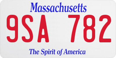 MA license plate 9SA782