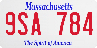 MA license plate 9SA784