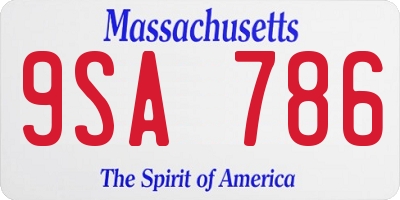 MA license plate 9SA786