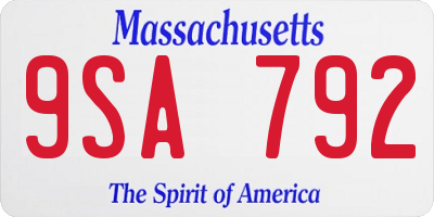 MA license plate 9SA792