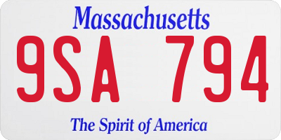 MA license plate 9SA794
