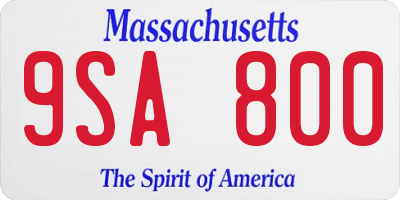 MA license plate 9SA800