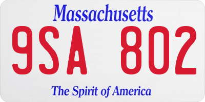 MA license plate 9SA802