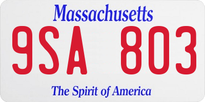 MA license plate 9SA803