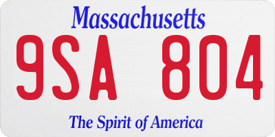 MA license plate 9SA804