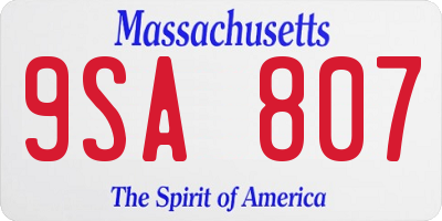 MA license plate 9SA807