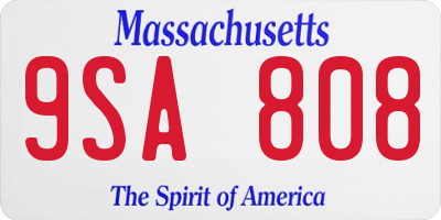 MA license plate 9SA808