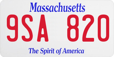 MA license plate 9SA820