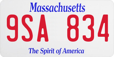 MA license plate 9SA834