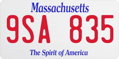 MA license plate 9SA835