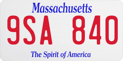 MA license plate 9SA840