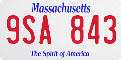 MA license plate 9SA843