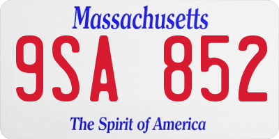 MA license plate 9SA852