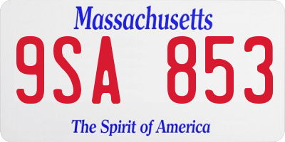 MA license plate 9SA853