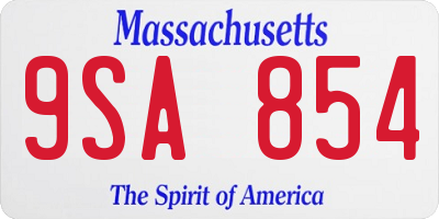 MA license plate 9SA854