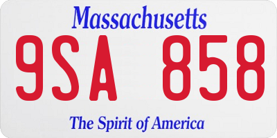 MA license plate 9SA858