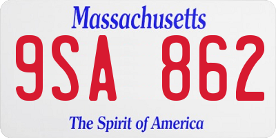MA license plate 9SA862