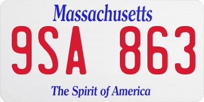 MA license plate 9SA863