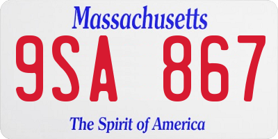 MA license plate 9SA867