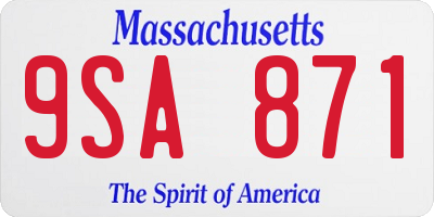 MA license plate 9SA871