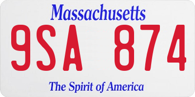MA license plate 9SA874