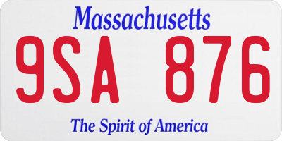 MA license plate 9SA876