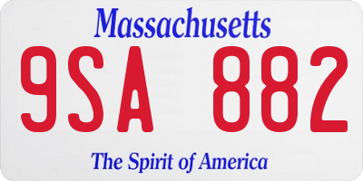 MA license plate 9SA882