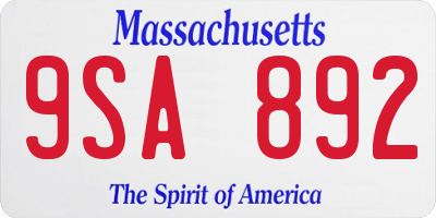 MA license plate 9SA892