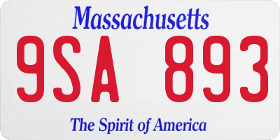 MA license plate 9SA893
