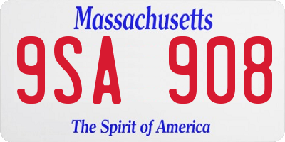 MA license plate 9SA908