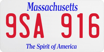 MA license plate 9SA916