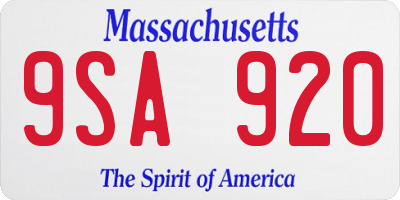 MA license plate 9SA920