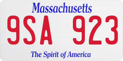 MA license plate 9SA923