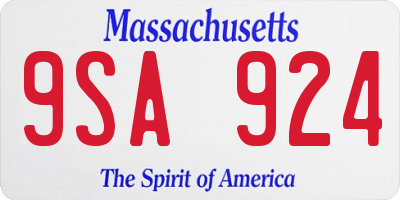 MA license plate 9SA924
