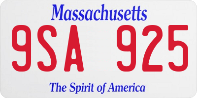 MA license plate 9SA925