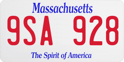 MA license plate 9SA928