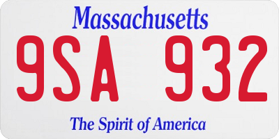 MA license plate 9SA932