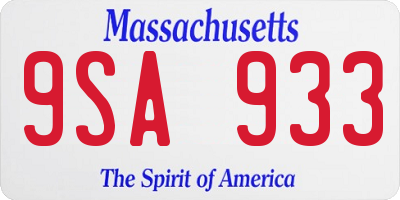 MA license plate 9SA933