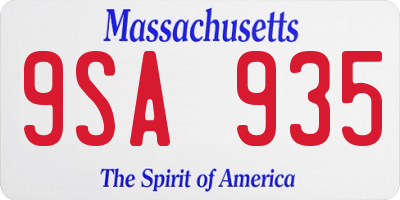 MA license plate 9SA935
