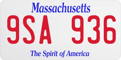 MA license plate 9SA936