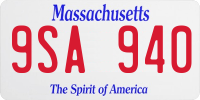 MA license plate 9SA940