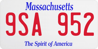 MA license plate 9SA952