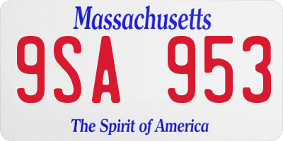 MA license plate 9SA953