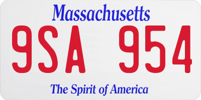 MA license plate 9SA954