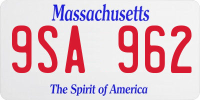 MA license plate 9SA962