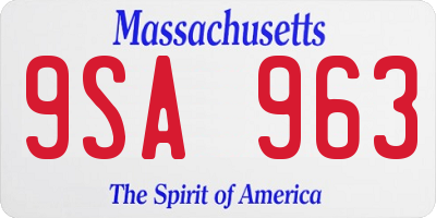 MA license plate 9SA963