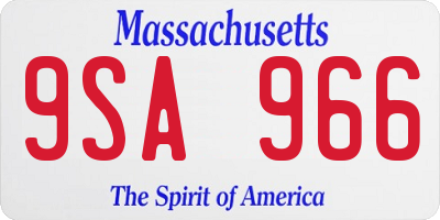 MA license plate 9SA966