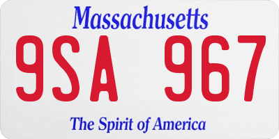MA license plate 9SA967